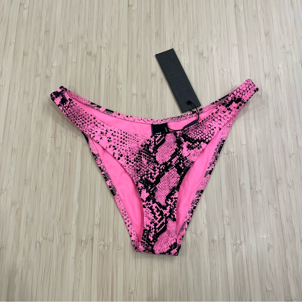 Triangl swimwear neon pink black snake print swimsuit bikini bottoms small